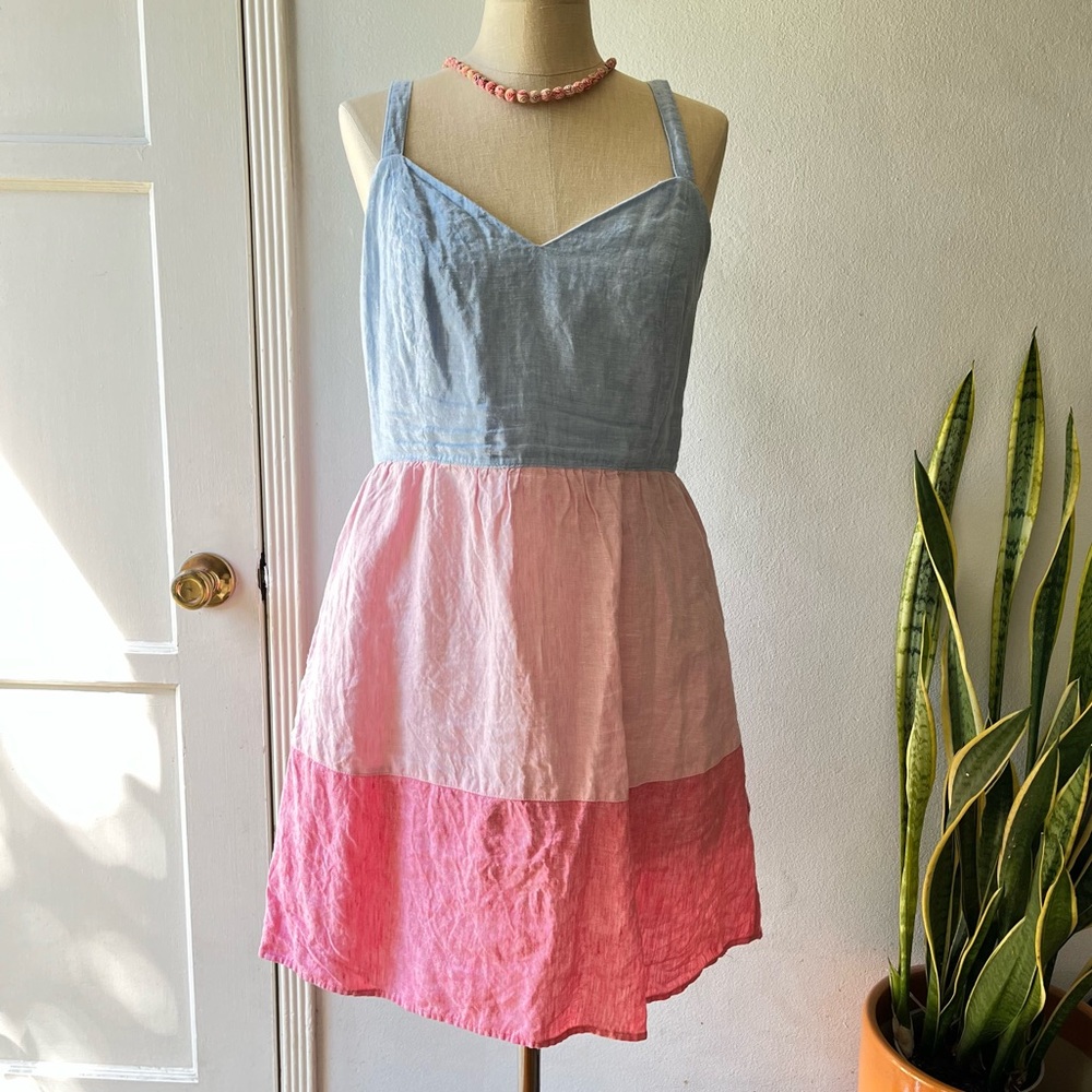 Cynthia Rowley•100% Linen Colorblock Sundress•Sz 10